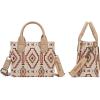 imageWrangler Mini Tote Bag Small Top Handle Bag Ladies Woven Satchel HandbagBoho Tan