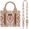 imageWrangler Mini Tote Bag Small Top Handle Bag Ladies Woven Satchel HandbagBoho Tan