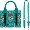 imageWrangler Mini Tote Bag Small Top Handle Bag Ladies Woven Satchel HandbagBoho Turquoise