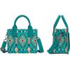 imageWrangler Mini Tote Bag Small Top Handle Bag Ladies Woven Satchel HandbagBoho Turquoise