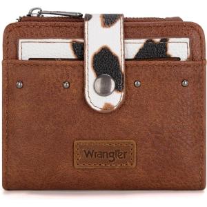imageMontana West X Wrangler Womens Wallet Small Bifold Wallet Black Wallet for Women Wallets Card Cases ampamp Money Organizers Ladies Female RFID Credit Card Wallets with Removable ID WindowCowprint Brown