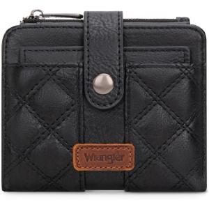 imageMontana West X Wrangler Womens Wallet Small Bifold Wallet Black Wallet for Women Wallets Card Cases ampamp Money Organizers Ladies Female RFID Credit Card Wallets with Removable ID WindowQuilted  Black