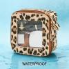 imageMontana West X Wrangler Clear Makeup Bag Travel Cosmetic Bag Portable Make Up Toiletry Organizer for Women BlackSmall LeopardTan