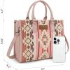 imageWrangler Chenille Tote Bag for Women Western Womens Crossbody Handbags Aztec Tophandle BagsPink