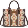 imageWrangler Chenille Tote Bag for Women Western Womens Crossbody Handbags Aztec Tophandle BagsCoffee