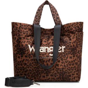 imageMontana West Wrangler Large Tote Bag for Women Designer Leopard Print Purse for Travel Work GymBrown