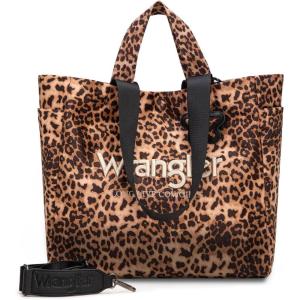 imageMontana West Wrangler Large Tote Bag for Women Designer Leopard Print Purse for Travel Work GymLeopard