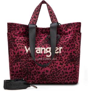 imageMontana West Wrangler Large Tote Bag for Women Designer Leopard Print Purse for Travel Work GymRed
