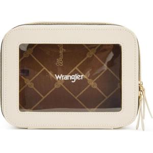 imageMontana West X Wrangler Clear Makeup Bag Travel Cosmetic Bag Portable Make Up Toiletry Organizer for Women BlackLarge Beige