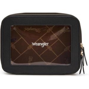imageMontana West X Wrangler Clear Makeup Bag Travel Cosmetic Bag Portable Make Up Toiletry Organizer for Women BlackLarge Black
