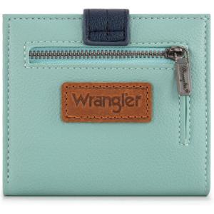 imageMontana West X Wrangler Womens Small Wallet Bifold Slim Card Wallet RFID Minimalist Cash Organizers with Zipper Coin PocketBlue