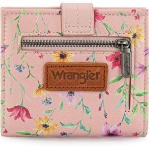 imageMontana West X Wrangler Womens Small Wallet Bifold Slim Card Wallet RFID Minimalist Cash Organizers with Zipper Coin PocketFantasy of Flower Dreams