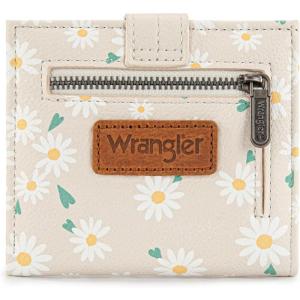 imageMontana West X Wrangler Womens Small Wallet Bifold Slim Card Wallet RFID Minimalist Cash Organizers with Zipper Coin PocketPure White Daisies