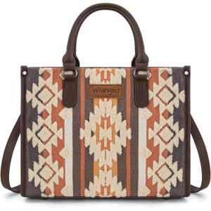 imageWrangler Chenille Tote Bag for Women Western Womens Crossbody Handbags Aztec Tophandle BagsCoffee
