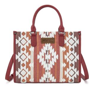 imageWrangler Chenille Tote Bag for Women Western Womens Crossbody Handbags Aztec Tophandle BagsRed