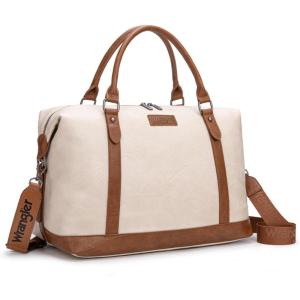 imageWrangler Duffel Bag Large Travel Weekender Bag for Women Waterproof Carry on Overnight Bag for GymTripsWeekendsBeigeBeige