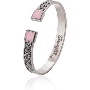 imageMontana West Wrangler Cuff Bracelet for Women Western Turquoise Adjustable Open Bangle Silver Plated Carved Floral Cowgirl Country JewelrySilverPink