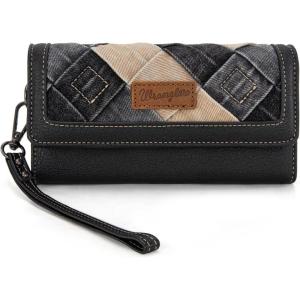imageMontana West X Wrangler White Wallets for Women Phone Wristlet Wallets Card Cases ampamp Money Organizers Ladies Female Large Capacity Clutch Wallet with Coin PurseB Black