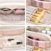 imageMontana West X Wrangler Large Makeup Bag Travel Toiletry Bag Portable Cosmetic Bag Make Up Organizer with Divider and Handle for Women AztecBeigePink