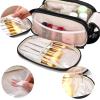imageMontana West X Wrangler Large Makeup Bag Travel Toiletry Bag Portable Cosmetic Bag Make Up Organizer with Divider and Handle for Women AztecBlack