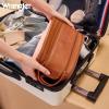 imageMontana West X Wrangler Large Makeup Bag Travel Toiletry Bag Portable Cosmetic Bag Make Up Organizer with Divider and Handle for Women AztecBrown