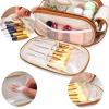 imageMontana West X Wrangler Large Makeup Bag Travel Toiletry Bag Portable Cosmetic Bag Make Up Organizer with Divider and Handle for Women AztecBrownTan