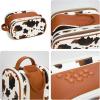 imageMontana West X Wrangler Large Makeup Bag Travel Toiletry Bag Portable Cosmetic Bag Make Up Organizer with Divider and Handle for Women AztecCowBrown