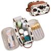 imageMontana West X Wrangler Large Makeup Bag Travel Toiletry Bag Portable Cosmetic Bag Make Up Organizer with Divider and Handle for Women AztecCowBrown