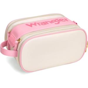 imageMontana West X Wrangler Large Makeup Bag Travel Toiletry Bag Portable Cosmetic Bag Make Up Organizer with Divider and Handle for Women AztecBeigePink