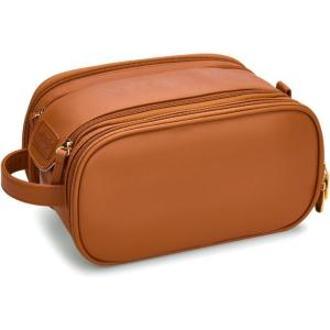 imageMontana West X Wrangler Large Makeup Bag Travel Toiletry Bag Portable Cosmetic Bag Make Up Organizer with Divider and Handle for Women AztecBrown