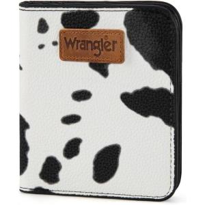 imageMontana West X Wrangler Small Wallet Women Slim Thin Wallets Card Cases Money Organizer Minimalist Pocket Wallet with RFID LiningCow Black