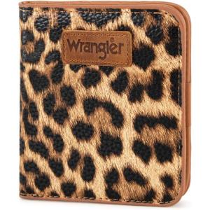 imageMontana West X Wrangler Small Wallet Women Slim Thin Wallets Card Cases Money Organizer Minimalist Pocket Wallet with RFID LiningLeopard