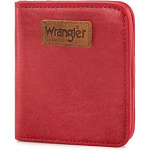 imageMontana West X Wrangler Small Wallet Women Slim Thin Wallets Card Cases Money Organizer Minimalist Pocket Wallet with RFID LiningRed