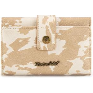 imageMontana West Brown Wallets for Women Embossed Floral Wallet Womens Trifold Small Wallets Woman Card Cash Wallet Ladies Female RFID Wallets with ID WindowCow PrintKhaki