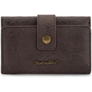 imageMontana West Brown Wallets for Women Embossed Floral Wallet Womens Trifold Small Wallets Woman Card Cash Wallet Ladies Female RFID Wallets with ID WindowCoffee