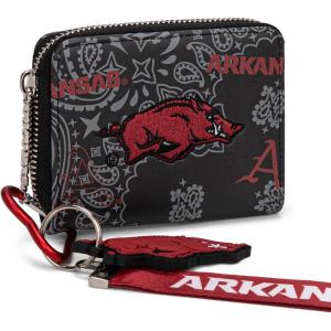 imageMontana West Texas Tech Red Raiders Zip Around Wallet with Wristlet Strap  NCAA College Team Logo Paisley Print Purse for Fans NCTTU012BGAFUBlack