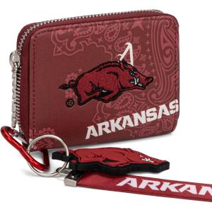 imageMontana West Texas Tech Red Raiders Zip Around Wallet with Wristlet Strap  NCAA College Team Logo Paisley Print Purse for Fans NCTTU012BGAFURed