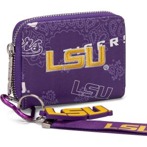 imageMontana West Texas Tech Red Raiders Zip Around Wallet with Wristlet Strap  NCAA College Team Logo Paisley Print Purse for Fans NCTTU012BGLSUPurple