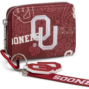 imageMontana West Texas Tech Red Raiders Zip Around Wallet with Wristlet Strap  NCAA College Team Logo Paisley Print Purse for Fans NCTTU012BGOURed