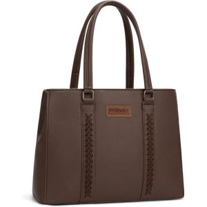 imageWrangler Double Compartment Tote Bag for Women Whipstitch HandbagCoffee