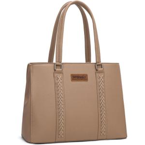 imageWrangler Double Compartment Tote Bag for Women Whipstitch HandbagKhaki