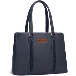 imageWrangler Double Compartment Tote Bag for Women Whipstitch HandbagNavy Blue