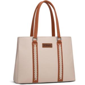 imageWrangler Double Compartment Tote Bag for Women Whipstitch HandbagTan