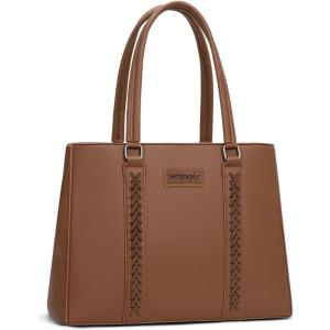 imageWrangler Double Compartment Tote Bag for Women Whipstitch HandbagVintage Brown
