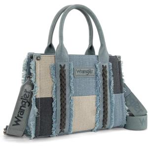 imageWrangler Tote Bag for Women Canvas Woven Top Handle Handbags with Guitar Strap Retro Purse Boho Shoulder BagJean