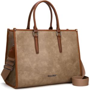imageMontana West Laptop Tote Bag for Women 156 Inch Computer Bags Business Office Work Briefcase With Adjustable Shoulder StrapKhaki