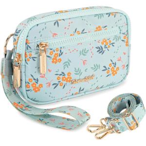 image:imageMontana West Wristlet Wallets for Women Nylon RFID Small Crossbody Phone Purse with Builtin Card Slots for GiftBlue