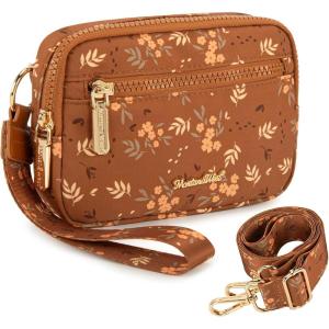 image:imageMontana West Wristlet Wallets for Women Nylon RFID Small Crossbody Phone Purse with Builtin Card Slots for GiftBrown