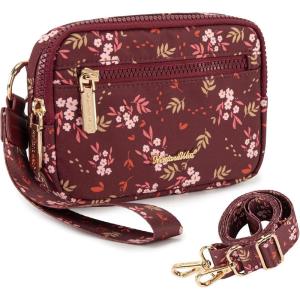 image:imageMontana West Wristlet Wallets for Women Nylon RFID Small Crossbody Phone Purse with Builtin Card Slots for GiftBurgundy