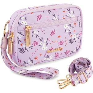 image:imageMontana West Wristlet Wallets for Women Nylon RFID Small Crossbody Phone Purse with Builtin Card Slots for GiftPurple